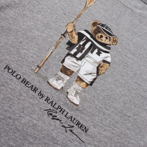 POLO RALPH LAUREN GRAY SHORT SLEEVE CLASSIC FIT BEAR CREW T-SHIRT - Picture 5 of 8
